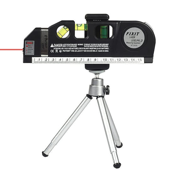 Nivel Láser De Líneas Fixit Con Trípode Y Clip De 3 Modos, Para principiantes, Medidor Láser Multipropósito + Cinta Métrica de 2,5 m y Trípode, Fácil Uso para Aplicar en Techo/piso/pared