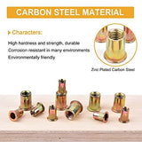 🔩 VIGRUE 150pcs #8-32#10-24 1/4 "-20 5/16"-18 3/8" 16 Nueces remachadas UNC remachadas Kit surtido de surtidos de tuerca de acero al carbono, acabado chapado en zinc amarillo, surtido de tuercas de cab