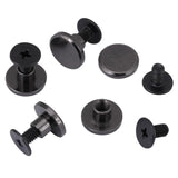 🔩 20 unids/set postes de tornillo plano de latón cabeza de remache cinturón remaches cabeza de perno para equipaje cuero artesanía tripulación clavo remache 5mm 8mm negro (5mm)