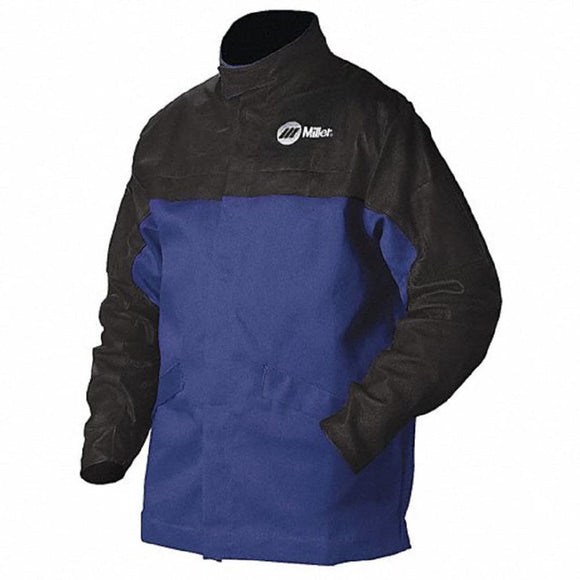 ▶ MILLER Electric Combo Weld JKT, Royal/Blk, Ctn/Leather,M