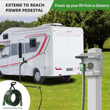 ▶ Cable de extensión RV/EV de 15 pies y 50 amperios con mango de agarre, cable de alimentación resistente de calibre 6/3+8/1 STW de 4 clavijas, NEMA 14-50P/R con organizador de cables para Tesla modelo 3/S/X/Y, negro y verde, listado ETL