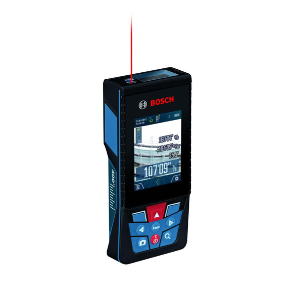 BOSCH GLM400C Blaze Medida láser conectada al aire última intervensión con visor, incluye 3 baterías AA, correa de mano y bolsa