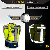 KwikSafety - Charlotte, NC - Chaleco de seguridad SHERIFF & SPECIALIST [Bolsillos multiusos y cinta de espina de pez] probado por ANSI OSHA, Azul | Clase 2 | Hombre, Medium