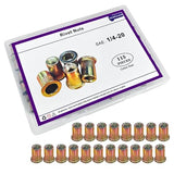 Kit de tuerca de remache 1/4 20 – Kit de tuerca de remache remache roscado de acero al carbono Kit de tuerca de inserción roscada de cabeza plana (1/4-20 tuerca de remache 115P)