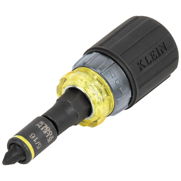 Klein Tools - Destornillador de carraca 7 en 1, clasificación de impacto, rechoncho con Phillips, puntas ranuradas, 3 destornilladores de tuerca, adaptador, 7 piezas