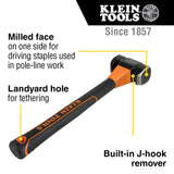 ▶ Klein Tools 809-36MF Hammer, Lineman's Milled-Face, 36 oz. Head