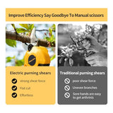 Tijeras de podar eléctricas de 21 V, 40 mm de diámetro de corte para jardinería, resistentes con juego de cuchillas de repuesto, 2 baterías y cargador