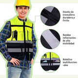 Breteil Chaleco de Seguridad Premium Chalecos de Alta Visibilidad Industrial Transpirable y Suave con Bolsillo Multiusos Amarillo-XXXL