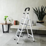 ▶ Escalera Plegable De 4 Peldaños, Aluminio, Escalera de Tijera para Interior y Exterior, Portátil Multifuncional