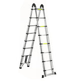 ▶ Escalera Telescópica Plegable, Escalera de Tijera Altura Ajustable con Escalones, Aluminio Reforzado y Duradero, Soporta hasta 150KG, Modelo Retráctil de Mayor Estabilidad (5 Metros)