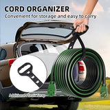 ▶ Cable de extensión RV/EV de 15 pies y 50 amperios con mango de agarre, cable de alimentación resistente de calibre 6/3+8/1 STW de 4 clavijas, NEMA 14-50P/R con organizador de cables para Tesla modelo 3/S/X/Y, negro y verde, listado ETL