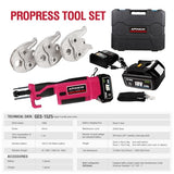 ▶ Herramientas de prensado de tubos eléctricos con 4 mordazas de prensa Pro de 1/2 pulgadas 3/4 pulgadas 1 pulgada para tubos de cobre, crimpadora automática duradera con 2