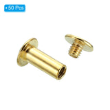 🔩 PATIKIL 50 Juegos Chicago Tornillos de Unión Phillips M5X12mm Remaches de Cuero Sujetadores de Latón Conectores de Acero para Cuero Cinturones Fotos Recortes Álbumes Dorados