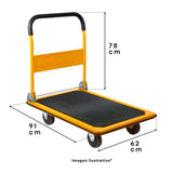 Carro Patin Diablito con Ruedas Giratorias Plataforma De Carga Plana Plegable Carrito Manual de Empuje 90x60cm Mulituso Hogar Oficina Almacen | Resistente Práctico Capacidad 375kg Amarillo