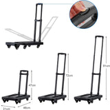Carretilla de Carga 230 Kg: Carrito Portátil con 6 Ruedas, Ideal para Mudanzas, Diablito de Carga Plegable Diseño Expansible y Compacto, Incluye Cuerda Elástica, Negra.