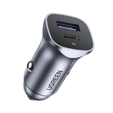 ▶ Cargador Auto Carga Rápida, 2 Puertos Adaptador de Coche Tipo C y QC 3.0 de Aluminio Quick Charger Compatible con iPhone 17 16 15 14 13 Pro MAX, iPad Pro Air, Galaxy S25 S24 S23