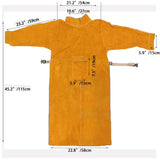 ▶Jewboer - Delantal de piel con manga, chamarra de soldadura resistente al calor y fuego, para hombres y mujeres, Marrón, Size-XL