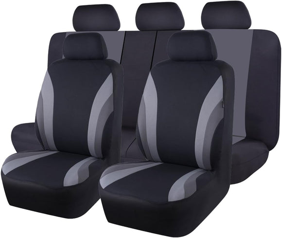 Fundas para Asientos de Coche, Juego de 9 Piezas Fundas de Asiento Universal, Cubre Asientos para Auto Transpirable, Compatible con Airbag, Asiento Trasero Dividido para Automóvil, Camión, SUV