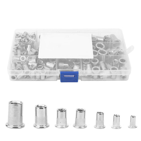 160 piezas M3 M4 M5 M6 M8 M10 Juego de surtido de tuercas de remache de acero inoxidable, kit de surtido de tuercas de inserción de remache roscado