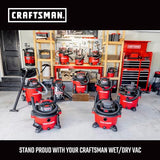 ▶CRAFTSMAN Aspiradora de Pared húmeda/Seca, montada en la Pared con Accesorios Craftsman  5 galones 5.0 Pico HP