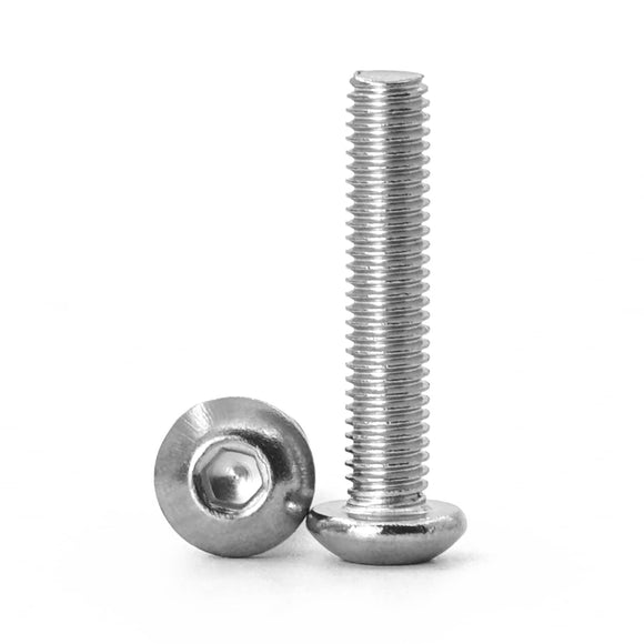 NIULUNBAO - Tornillos de cabeza de botón de 1/4-20 x 2 tornillos de cabeza de botón para máquina de acero inoxidable 304, unidad hexagonal Allen, acabado brillante totalmente roscado, 25 piezas