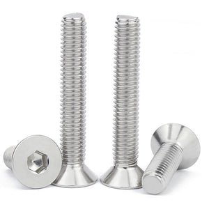M8-Tornillos y pernos de cabeza plana de 1,25 x 50 mm, pernos de cabeza plana M8 de 50 mm, tornillo de acero inoxidable, accionamiento de enchufe Allen, rosca completa, acabado brillante, rosca gruesa