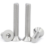 M8-Tornillos y pernos de cabeza plana de 1,25 x 50 mm, pernos de cabeza plana M8 de 50 mm, tornillo de acero inoxidable, accionamiento de enchufe Allen, rosca completa, acabado brillante, rosca gruesa