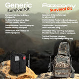 Azzcony Kit de Supervivencia y Primeros Auxilios de Emergencia + Torniquete - 250 Piezas para Mochila de Emergencia Go Bug out con Brújula, Linterna, Pala - Mochila Táctica Militar EDC (Army Blue)
