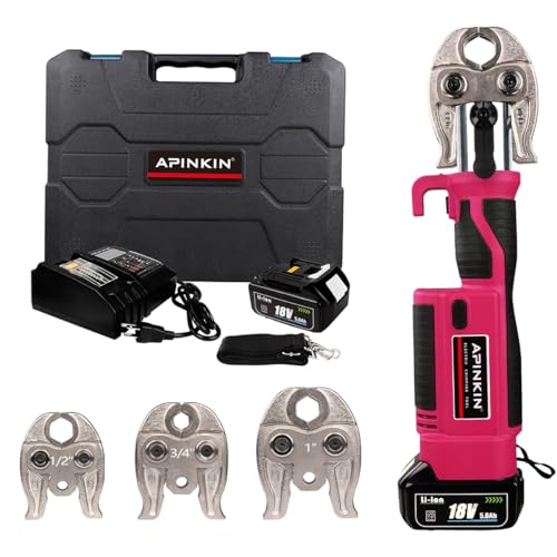 ▶ Herramientas de prensado de tubos eléctricos con 4 mordazas de prensa Pro de 1/2 pulgadas 3/4 pulgadas 1 pulgada para tubos de cobre, crimpadora automática duradera con 2