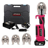 ▶ Herramientas de prensado de tubos eléctricos con 4 mordazas de prensa Pro de 1/2 pulgadas 3/4 pulgadas 1 pulgada para tubos de cobre, crimpadora automática duradera con 2