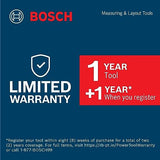 BOSCH GLL50-40G Láser de línea cruzada autonivelante de 360 grados, incluye 4 baterías AA, soporte en L, clip de techo y estuche de transporte duro