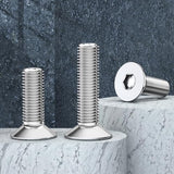 M8 x 80 (5 piezas) Tornillos de cabeza plana avellanados, acero inoxidable 304, acabado brillante, totalmente roscado, accionamiento hexagonal Allen métrico, DIN7991