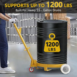 Carrito de tambor de 55 galones, capacidad de 1200 libras, tambor de acero resistente con llave 4 en 1 y mango ajustable en altura, ruedas giratorias carro de tambor de aceite para garajes, almacén