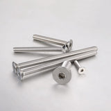M6-1.0 x 70 mm 304 Acero inoxidable 18-8 (A2-70) Tornillos de cabeza plana, tornillos avellanados Allen Hex Drive Casquillo, totalmente roscados, paquete de 20