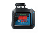 BOSCH GLL50-40G Láser de línea cruzada autonivelante de 360 grados, incluye 4 baterías AA, soporte en L, clip de techo y estuche de transporte duro