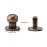 🔩 20 Unids Clavo Remache, Bronce Botón de Cabeza Redonda Tornillos de Botón DIY Accesorios de Artesanía de Cuero para el Cinturón Bolso Monedero, 8x6mm
