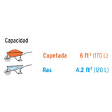 Carretilla 6 ft3, bandeja plástica, llanta neumática reforzada Truper