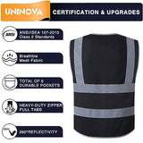 UNINOVA Surveyor - Chaleco de seguridad reflectante para hombres, clase 2, chaleco de seguridad resistente, reflectante con bolsillos y cierre, chaleco de trabajo de construcción de alta visibilidad