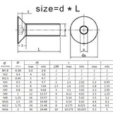 WQOTHHZR M1.6 304 A2 Hexagonal de Acero Inoxidable Cabeza con Conector Hexagonal Plano avellanado Allen Perno máquina para Tornillos Tornillos para carpintería