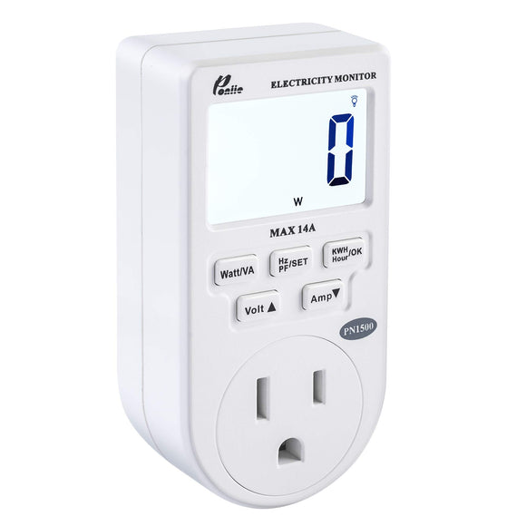 Portable Micro Electricity Usage Monitor Electrical Power Consumption Watt Meter Voltage Amp Tester (110V, 1500W))