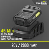 Soplador de hojas inalámbrico de 20 V con batería y cargador, soplador eléctrico de hojas para limpieza de patio, soplador de hojas ligero alimentado por batería para soplar nieve (batería y cargador incluidos)