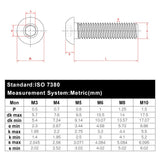 M6-1.0 x 80 mm Tornillos de cabeza de botón de acero inoxidable 304 18-8 tornillos de casquillo hexagonal, unidad hexagonal Allen, rosca completa, rosca gruesa UNC, 10 unidades