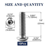 Tornillos de cabeza de botón de 3/8-16 x 7/8 pulgadas, 10 piezas de acero inoxidable 304 18-8, llave hexagonal Allen, acabado brillante de SG TZH (con llave hexagonal)