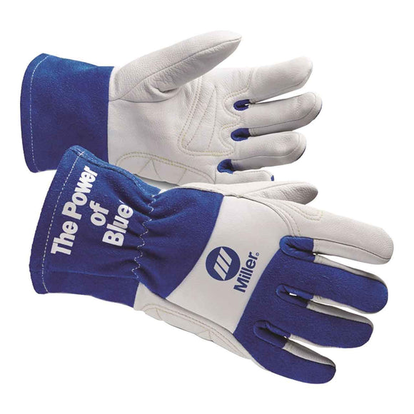 ▶ Guantes de soldadura, L, ala, 10 pulgadas, azul/blanco, PR