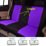 ▶ Fundas de Asiento de Coche, 9 Piezas de Asientos Delanteros y Traseros de poliéster, Color Negro con Morado