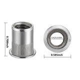 🔩 Wensilon - 200 tuercas de remache M6 métricas de acero inoxidable con acabado 304, cabeza plana, tuerca de inserción roscada, cuerpo moleteado