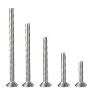 M6-1.0 x 70 mm 304 Acero inoxidable 18-8 (A2-70) Tornillos de cabeza plana, tornillos avellanados Allen Hex Drive Casquillo, totalmente roscados, paquete de 20