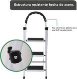 ▶ Escalera Plegable De 3 Peldaños, Aluminio, Escalera de Tijera para Interior y Exterior, Portátil Multifuncional