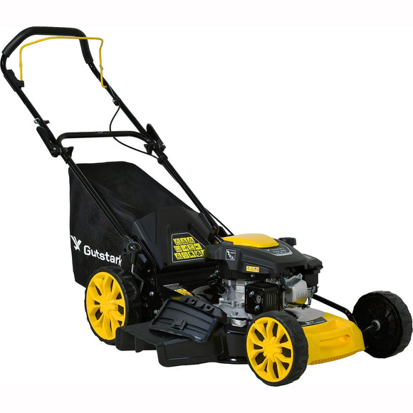 Cortadora de césped Motor a Gasolina Cuchilla de 53 Cm 21 Pulgadas Potencia de 6.5 HP Cortacesped Profesional 173 CC 3 en 1 Descarga Lateral Bolsa Trasera para Residuos de 65L y Funcion Mulching