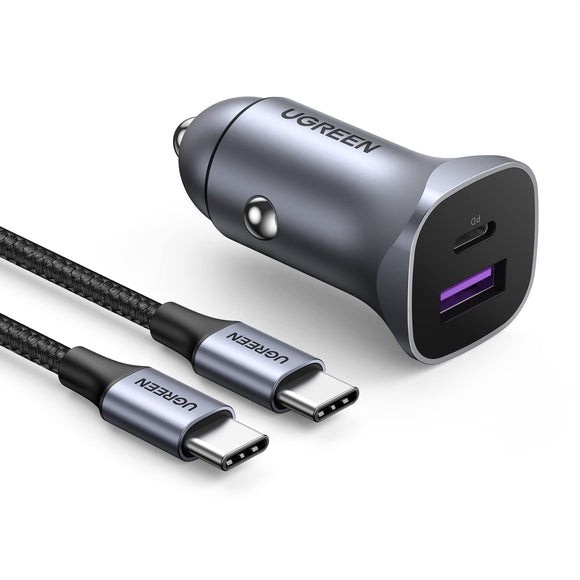 ▶ Cargador de Coche con Cable USB C a C 1M, 24W Cargador para Auto Tipo C y A, Adaptador de Vehículo Compatible con iPhone 17 Pro MAX 16 15 Plus, Galaxy S25 Ultra, Pixel 10